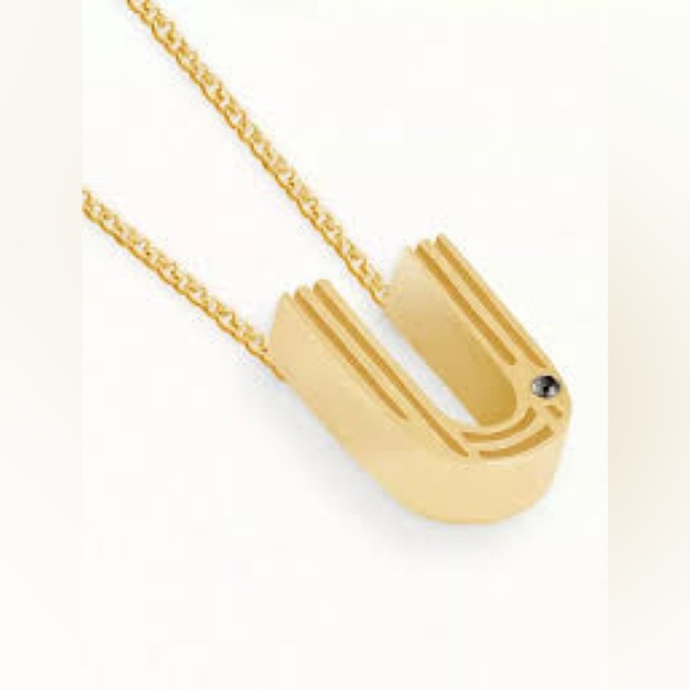 NWT Maje Initial “U” Pendant Necklace Gold-tone 17-19” Casual Gift Minimalist
